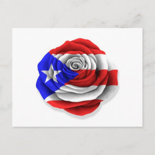 Postal Bandera Rosa puertorriqueña en blanco