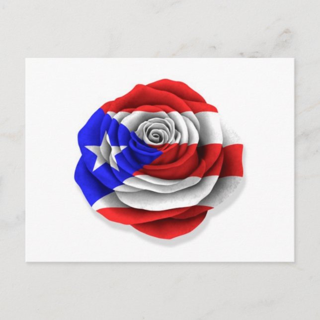 Postal Bandera Rosa puertorriqueña en blanco (Anverso)
