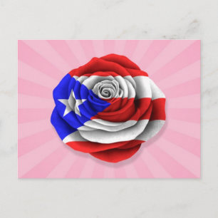 Postal Bandera Rosa puertorriqueña en rosa