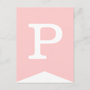 Postal Bandera rosa y Fiesta blanco Banner de Bunting