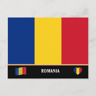 Postal Bandera rumana y Rumanía viajes por país / Rumania