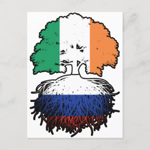 Postal Bandera rusa irlandesa de árboles