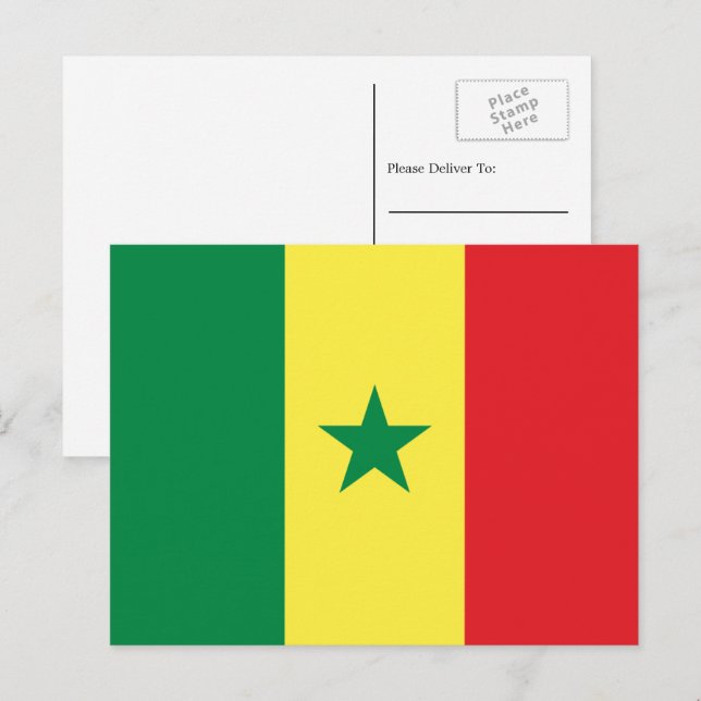 Postal Bandera senegalesa, bandera de Senegal (Anverso / Reverso)