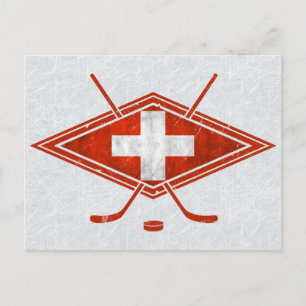 Postal Bandera suiza de hockey sobre hielo en Suiza