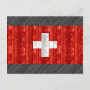 Postal Bandera suiza de madera