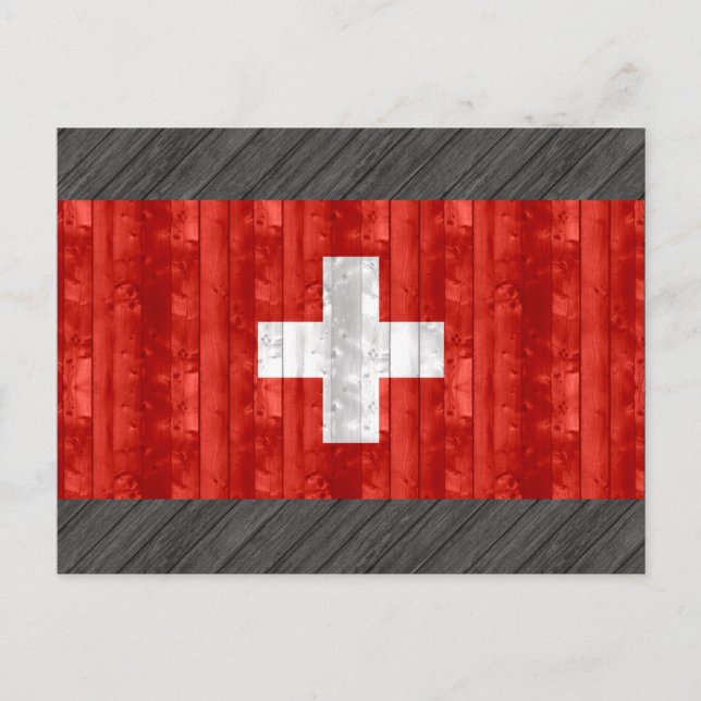 Postal Bandera suiza de madera (Anverso)