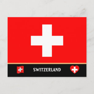 Postal Bandera suiza y viajes por Suiza