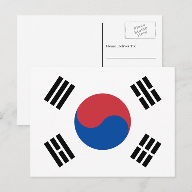 Postal Bandera surcoreana, bandera de Corea del Sur (Anverso / Reverso)