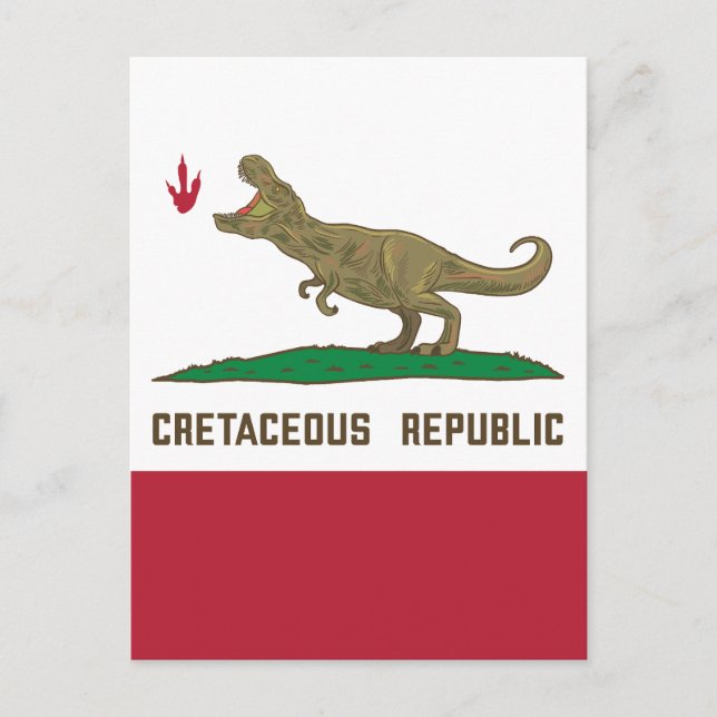 Postal Bandera T-rex dinosaurio de la República Cretácica (Anverso)