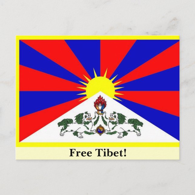 Postal Bandera tibetana - ¡Tibet libre! (Anverso)