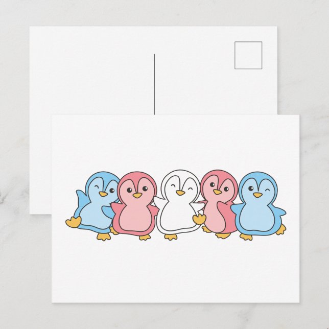 Postal Bandera Transgénero Orgullo Lgbtq Cute Pingüino Po (Anverso / Reverso)