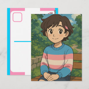 Postal Bandera Transgénero Persona Anime   LGBTQIA+ 
