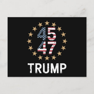 Postal Bandera Trump 2024 Recuperemos América Trump 45 47