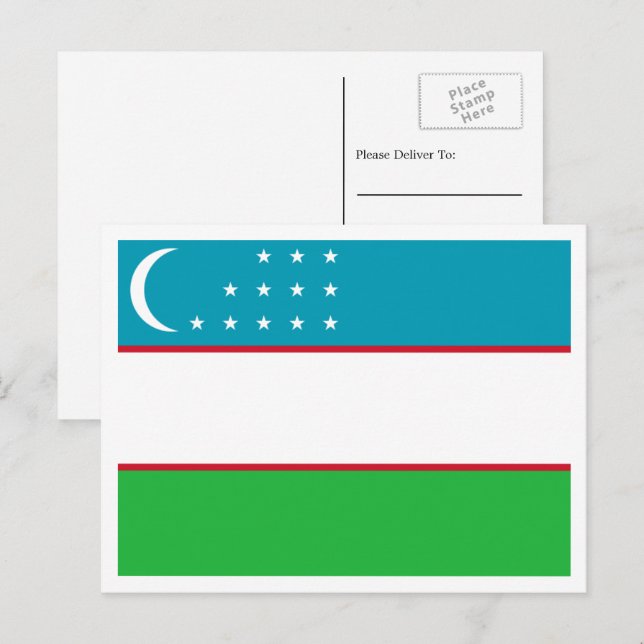 Postal Bandera uzbeka, bandera de Uzbekistán (Anverso / Reverso)