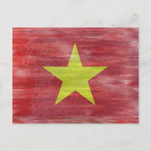 Postal Bandera vietnamita angustiada en Vietnam