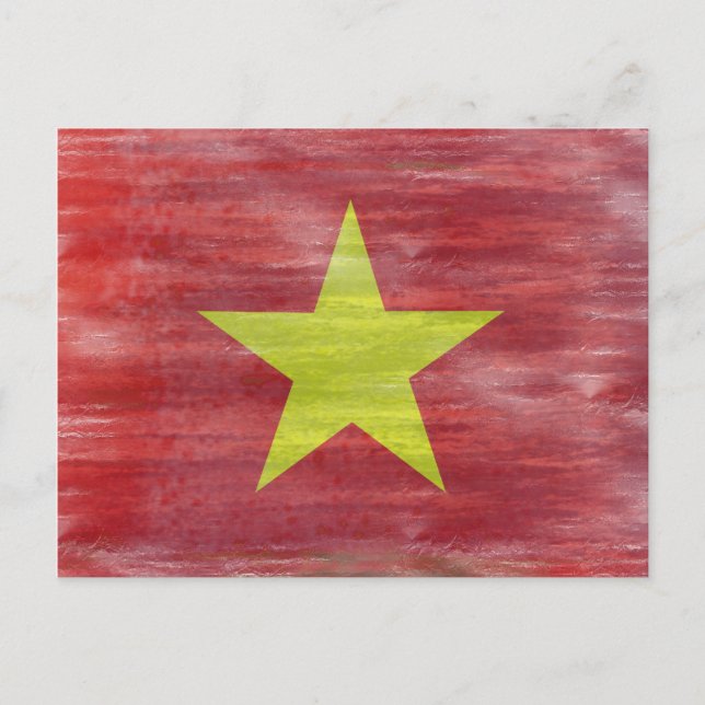 Postal Bandera vietnamita angustiada en Vietnam (Anverso)