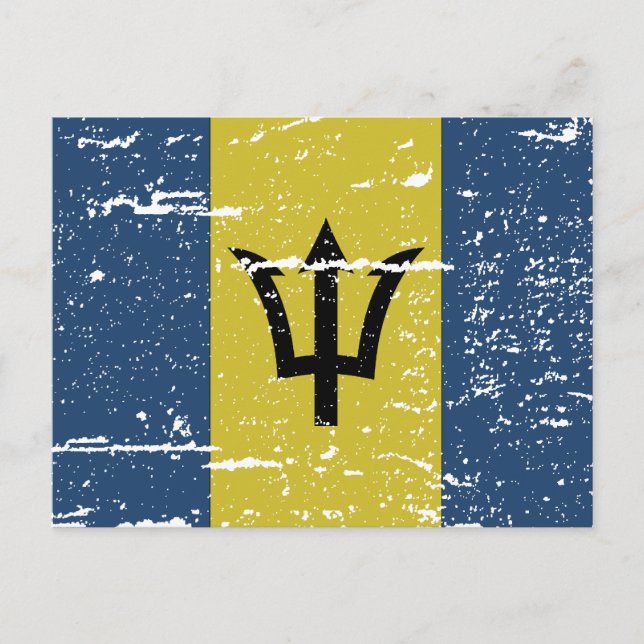Postal Bandera vintage de Barbados (Anverso)