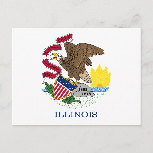 Postal Bandera y foco de Illinois (Anverso)
