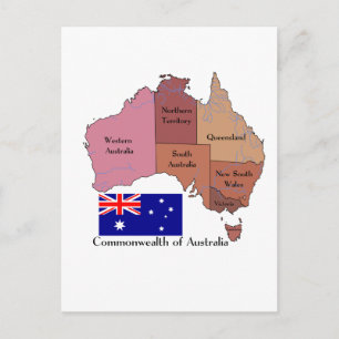 Postal Bandera y mapa de Australia