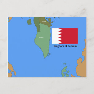 Postal Bandera y mapa del Reino de Bahrein