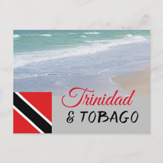Postal Bandera y playa de Trinidad y Tobago