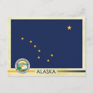 Postal Bandera y precinto del Estado de Alaska