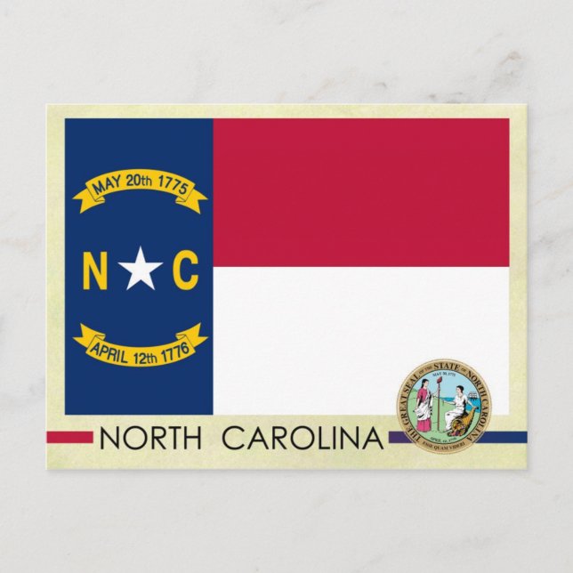 Postal Bandera y precinto del estado de Carolina del Nort (Anverso)