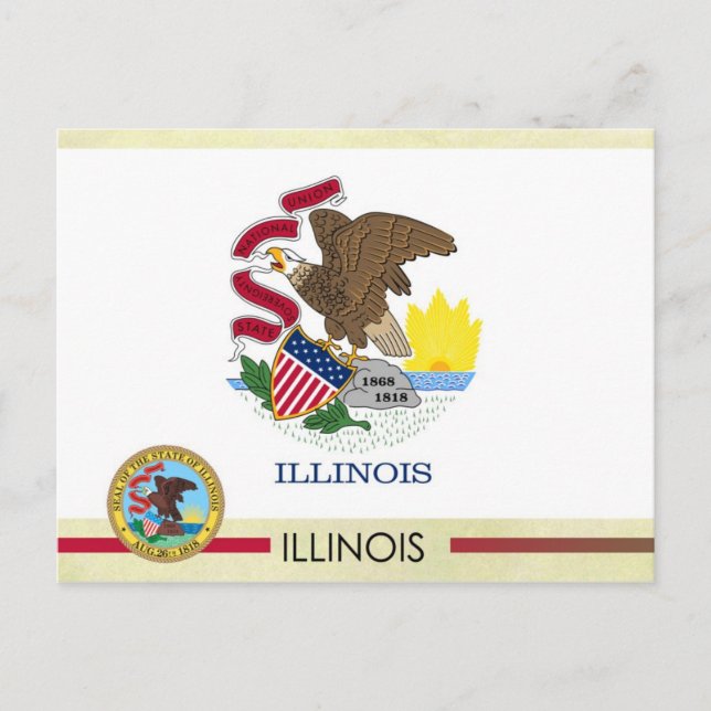 Postal Bandera y precinto del Estado de Illinois (Anverso)