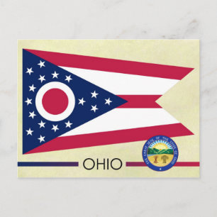 Postal Bandera y precinto del Estado de Ohio