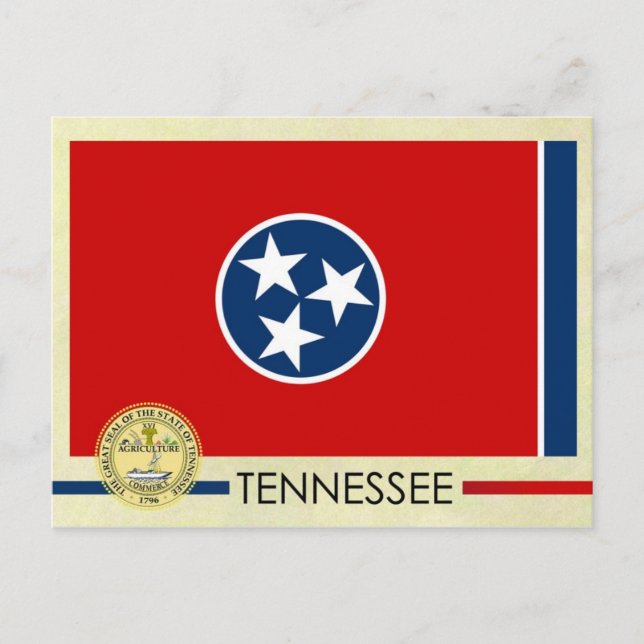 Postal Bandera y precinto del Estado de Tennessee (Anverso)