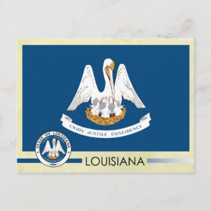 Postal Bandera y sellado del estado de Luisiana