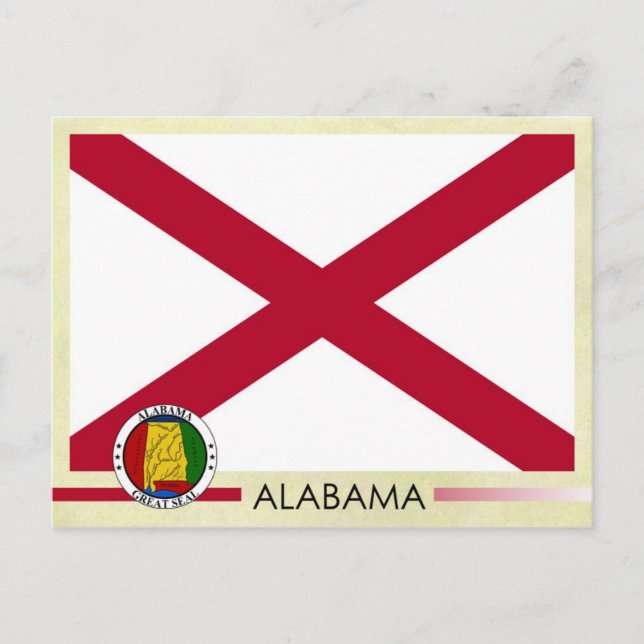Postal Bandera y sello del Estado de Alabama (Anverso)