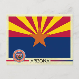 Postal Bandera y sello del estado de Arizona