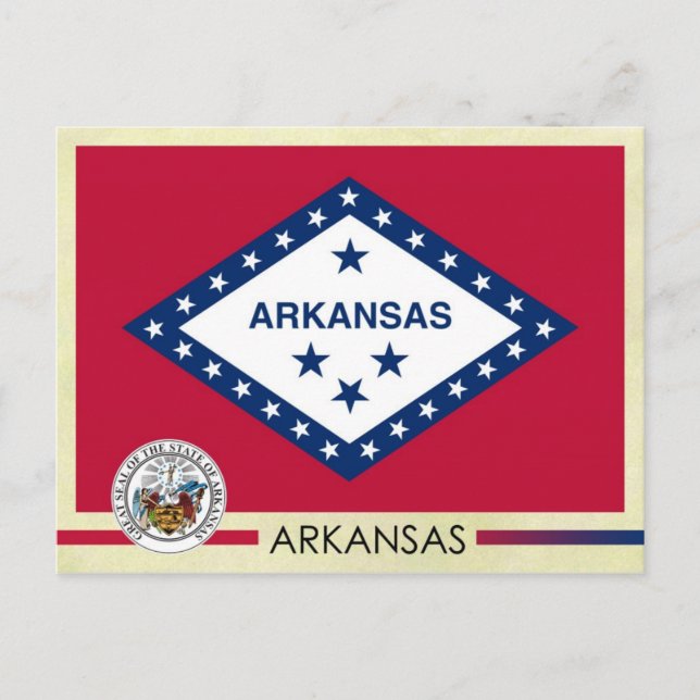 Postal Bandera y sello del Estado de Arkansas (Anverso)