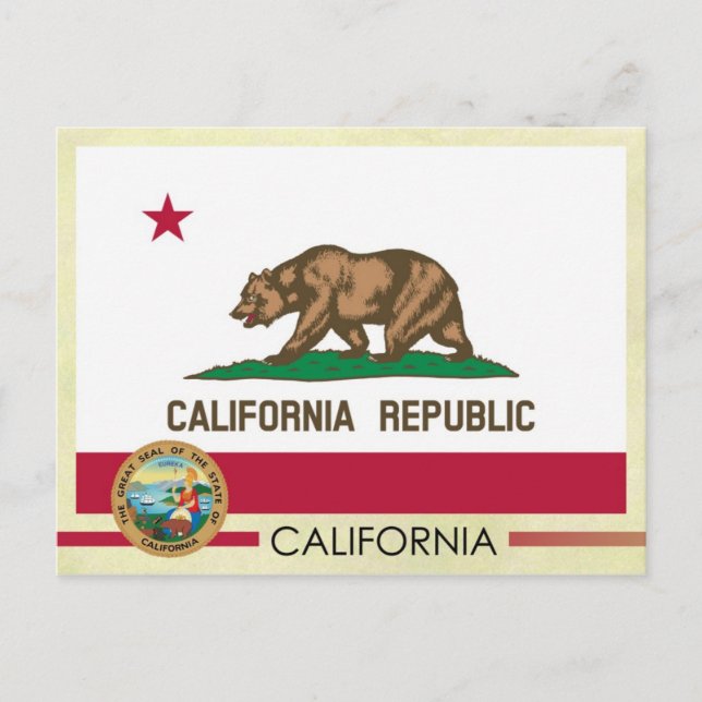 Postal Bandera y sello del estado de California (Anverso)