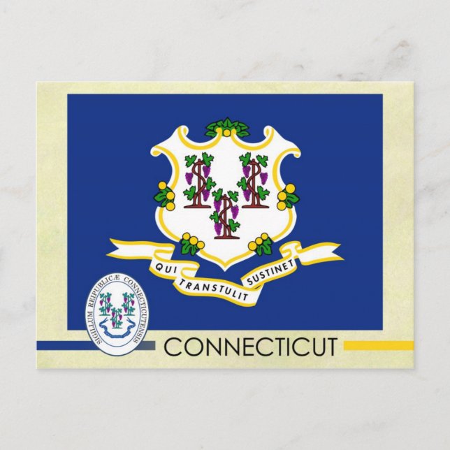 Postal Bandera y sello del estado de Connecticut (Anverso)
