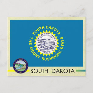 Postal Bandera y Sello del Estado de Dakota del Sur