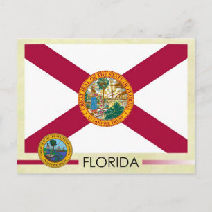 Postal Bandera y sello del estado de Florida