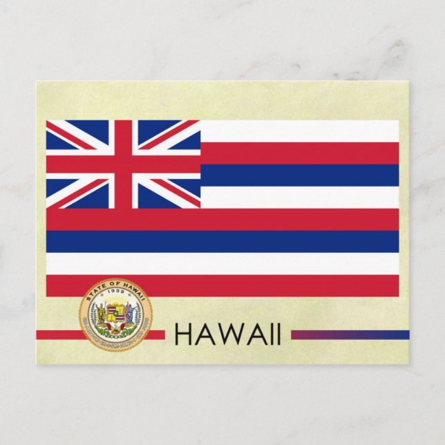 Postal Bandera y sello del Estado de Hawaii (Anverso)