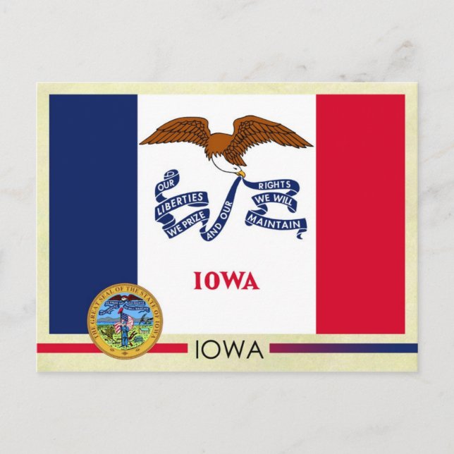 Postal Bandera y sello del Estado de Iowa (Anverso)