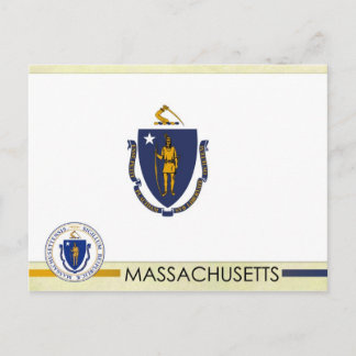 Postal Bandera y sello del estado de Massachusetts
