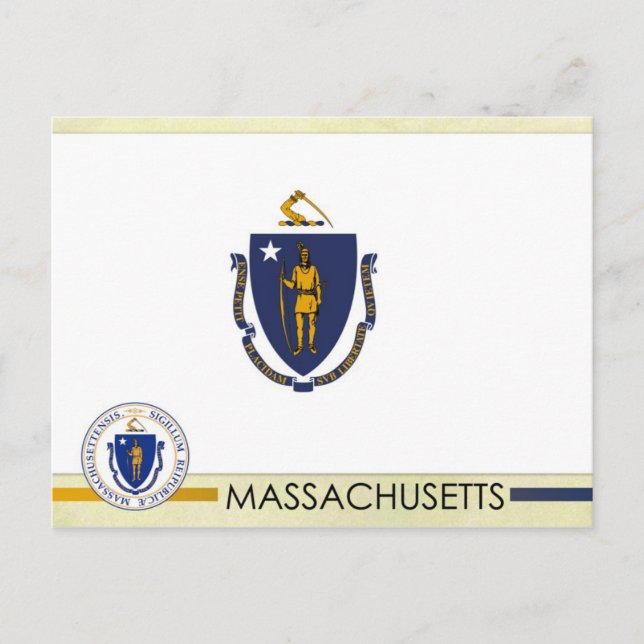 Postal Bandera y sello del estado de Massachusetts (Anverso)