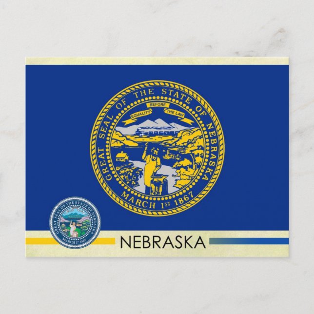 Postal Bandera y sello del Estado de Nebraska (Anverso)