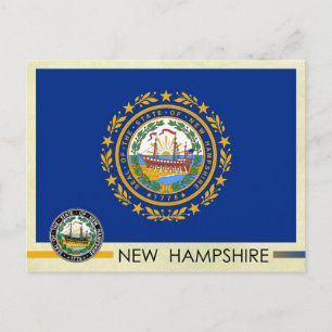 Postal Bandera y sello del estado de Nuevo Hampshire