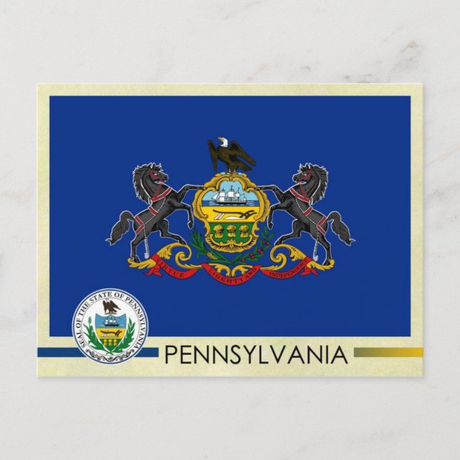 Postal Bandera y Sello del Estado de Pennsylvania (Anverso)