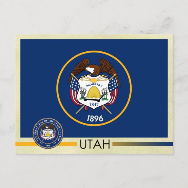 Postal Bandera y sello del Estado de Utah (Anverso)