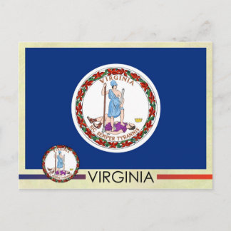 Postal Bandera y sello del estado de Virginia