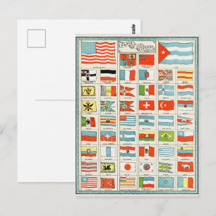 Postal Banderas Antiguas de Todas las Naciones Póster Edu