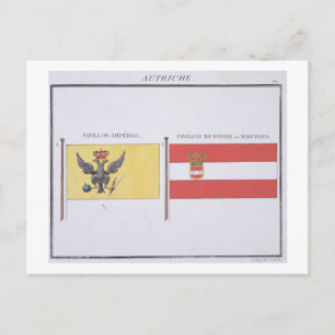 Postal Banderas austríacas, de un libro francés de bander