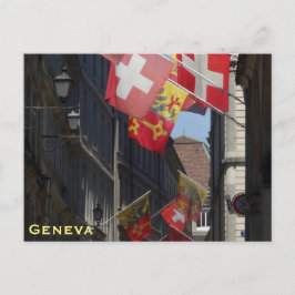 Postal Banderas coloridas en Ginebra, Suiza